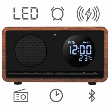 Кухонный радиоприемник с Bluetooth-часами, радио-зарядное устройство, индукционное зарядное устройство Manta RIMINI RDI912