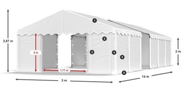 Промышленная палатка 3x14м оцинкованная DAS 240 S