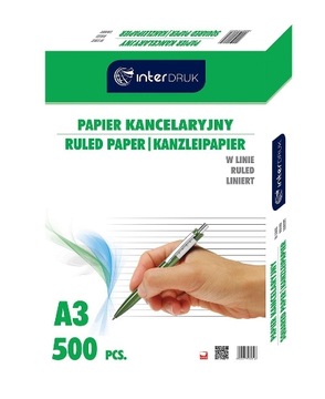 Papier kancelaryjny A3 linia, 500 kartek
