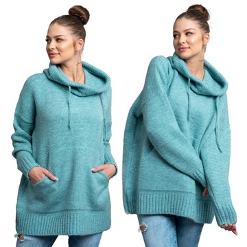 BUENO sweter bluza oversize z kapturem KANGURKA