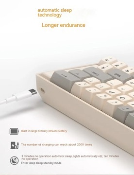 Wolf Road Gk65 Красочная механическая клавиатура 2,4g Беспроводная связь
