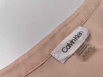 Szyfonowa bluzka damska pudrowy róż elegancka CALVIN KLEIN r. XL