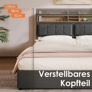 DOPPELPOLSTERBETT MIT 4 SCHUBLADEN UND USB-C-BUCHSE 140X200 CM MIT MATRATZE