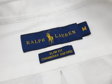 RALPH LAUREN POLO CHAMBRAY OXFORD BIAŁA KOSZULA MĘSKA SLIM FIT r. M