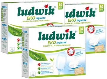 LUDWIK Ekologiczne Tabletki All in1 do Zmywarki Biodegradowalne 2700g -3x50