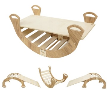 Houpačka balanční deska/skluzavka pro děti Montessori 98 cm/L Mdf 4v1
