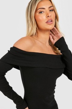 Boohoo czarna sukienka odkryte ramiona NG2 okp 46