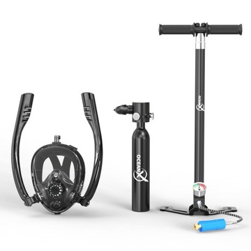 Набор для подводного плавания, полнолицевая маска с насосом 5 в 1 OceanX L/XL