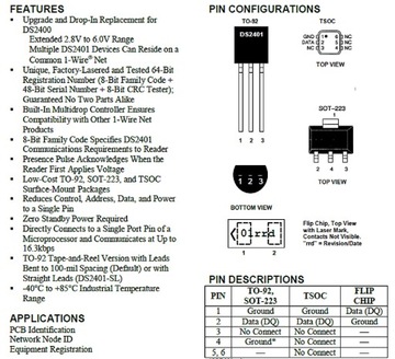 [5 шт.] Серийный номер кремния DS2401X