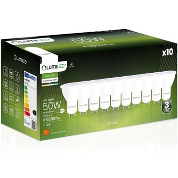 10x Żarówka LED GU10 6W 4000K BIAŁA NEUTRALNA 120° WYDAJNA PREMIUM CCD