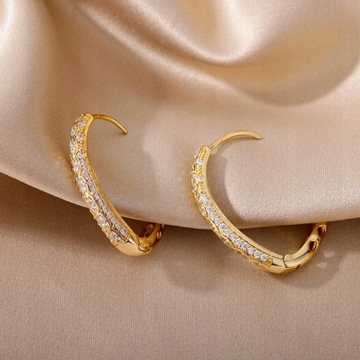 Серьги-кольца с геометрическим цирконом для W