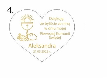 Podziękowanie dla gości, Komunia personalizacja