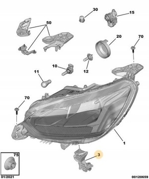 9828281480 DRŽÁK SVĚTLOMET LEVÝ ORIGINÁLNÍ OE PSA PEUGEOT 2008