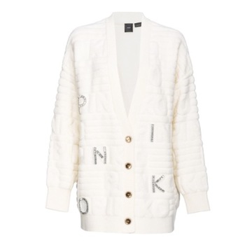 -20% PINKO KARDIGAN DAINO DAMSKI Z LOGO Z KRYSZTAŁKÓW 3D L