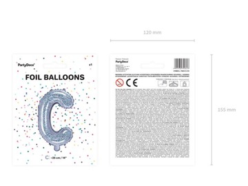 Balon foliowy Litera ''C'', 35cm, holograficzny