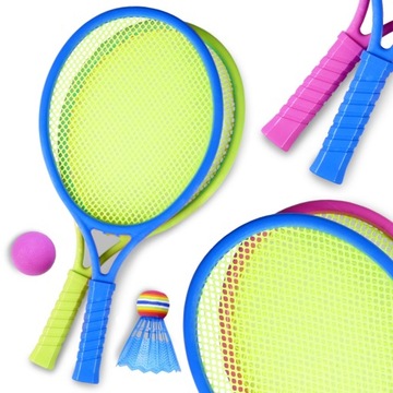 KOLOROWE RAKIETKI DO TENISA + LOTKA I PIŁKA BADMINTON ARTYK
