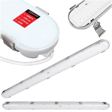 Oprawa hermetyczna LED Lampa 120cm ŚWIETLÓWKA 45W mocna zimna do warsztatu