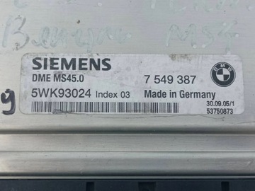 BMW 5 E60 E61 3.0 ŘÍZENÍ JEDNOTKA MOTORU 7549387 ZÁSILKA