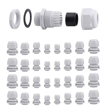 ZESTAW KABLOWY DŁAWNICA REGULOWANE 3-15MM WODOODPORNY DŁAWIK KABLOWY 32SZT