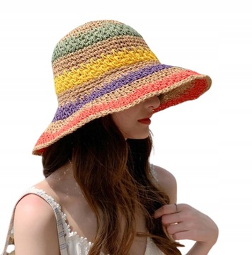kolorowy letni kapelusz damski ciemny