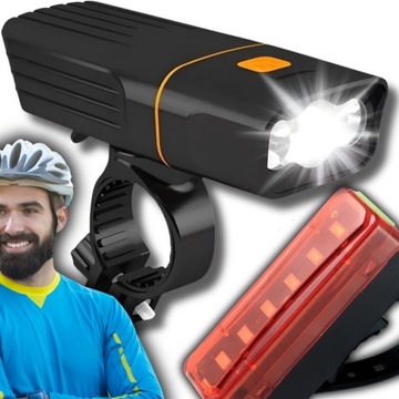 ZESTAW LAMPEK ROWEROWYCH LED PRZÓD I TYŁ DO ROWERU OŚWIETLENIE POWERBANK