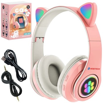 НАУШНИКИ ДЕТСКИЕ КОШАЧЬИ УШИ ON-EAR BT LED RGB