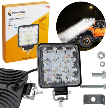 РАБОЧАЯ ЛАМПА 16 LED ГАЛОГЕННАЯ 16 Вт 12 В LED