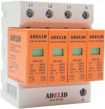 ОГРАНИЧИТЕЛЬ ПЕРЕНАПРЯЖЕНИЯ ADELID 3-ФАЗНЫЙ B+C T1+T2 4P