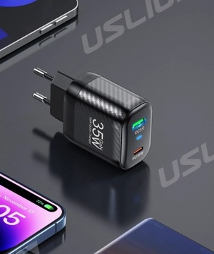 БЫСТРОЕ ЗАРЯДНОЕ УСТРОЙСТВО ДЛЯ ЗАРЯДКИ ТЕЛЕФОНА CUB PD 35 Вт, USB C, 2 ПОРТА