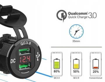 Водонепроницаемое USB-зарядное устройство с вольтметром для мотоцикла B6L