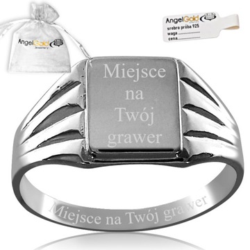 7 SREBRNY SYGNET MĘSKI Z NACIĘCIAMI PR. 925 GRAWER