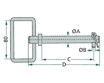 Верхний соединительный штифт с цепочкой 200 мм и 25 мм.