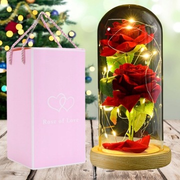 ВЕЧНАЯ СВЕТОДИОДНАЯ РОЗА В СТЕКЛЕ ИДЕЯ ПОДАРКА НА ЖЕНСКИЙ ДЕНЬ СВЕТЯЩАЯСЯ + КОРОБКА