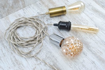 kabel len bawełna skręcany przewód w oplocie naturalnym lampa pająk 2x075