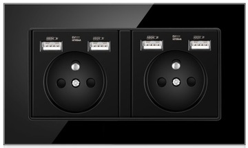 PODWÓJNY GNIAZDO Z 4 USB SZKLANE GNIAZDO Z BOLCEM