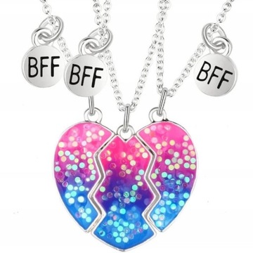 NASZYJNIK przyjaźni BEST FRIENDS FOREVER serce BFF naszyjniki MAGNETYCZNE