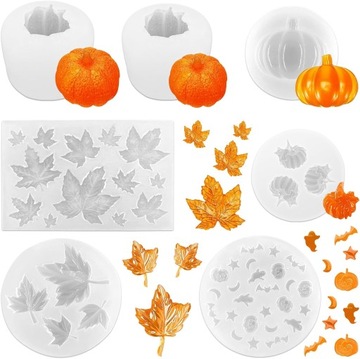 FOREMKI FORMY SILIKONOWE DO ŚWIEC ŚWIECZEK 3D DYNIE DYŃ HALLOWEEN ZESTAW x7