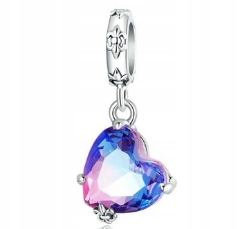 charms zawieszka liliowo-niebieskie serce s925