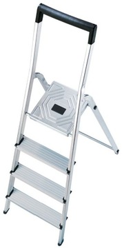 DRABINA DOMOWA SKŁADANA 4 STOPNIOWA ALUMINIUM +HAK