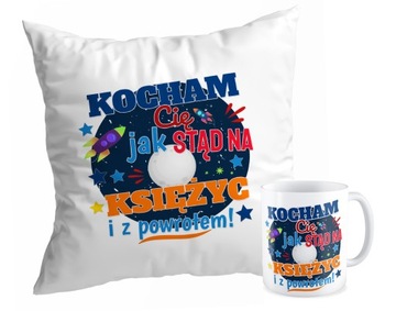 Zestaw PODUSZKA + KUBEK WALENTYNKI Jak na księżyc