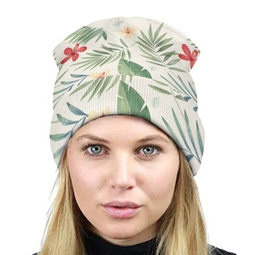 Tropikalny Czapka Zimowa Męska Beanie Wiosna Jesień Damska w Kwiaty