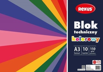 BLOK TECHNICZNY KOLOROWY A3/10K