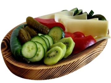 Duże WIOSENNE TACE Drewniane do domu ogrodu Stylowe niecki talerze GRILL 40