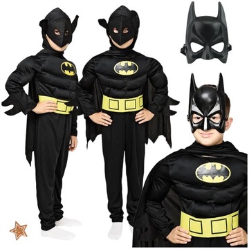BATMAN STRÓJ KARNAWAŁOWY DLA CHŁOPCA NA BAL PRZEBIERAŃCÓW MASKA 122 / 128
