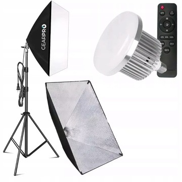 Lampa Studyjna Softbox Foto - Film Żarówka 105W Statyw Studyjny 200cm