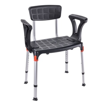 Taboret prysznicowy z oparciem i uchwytami bocznymi 3w1 model KING DO 120KG