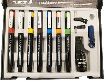НАБОР ДЛЯ ЧЕРТЕЖЕЙ РАПИДОГРАФИЯ RYSTOR 7 шт + СУМКА + ПЛЕНКА.