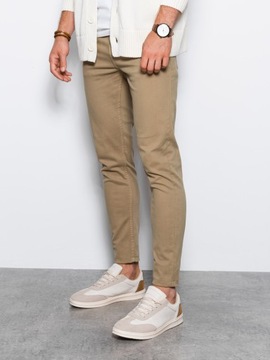 Spodnie męskie chino casual P1059 beżowe XL