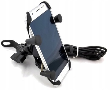 ДЕРЖАТЕЛЬ ДЛЯ ТЕЛЕФОНА ЗАРЯДКА USB 2.1А СКУТЕР МОТОЦИКЛ ПОД ЗЕРКАЛО СТАБИЛЬНЫЙ