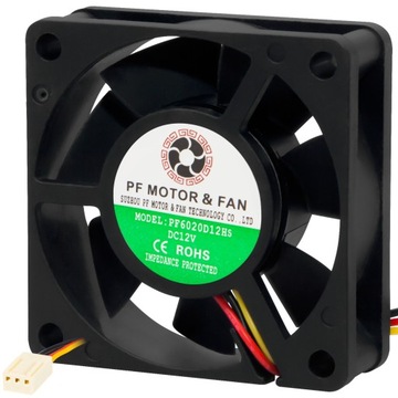 WENTYLATOR CHŁODZENIE WIATRAK ŚLIZGOWE CICHY 60x20mm 4000rpm 3 PIN 12V